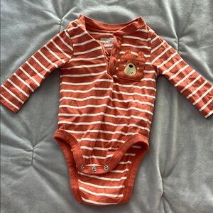 Orange and White Striped Bodysuit